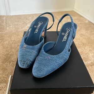 Chanel Denim Slingbacks size 37.5